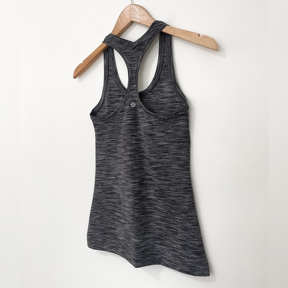 𝅺LULULEMON Cool Racerback Heathered Grey/Black Tank Top - Picture 4 of 12